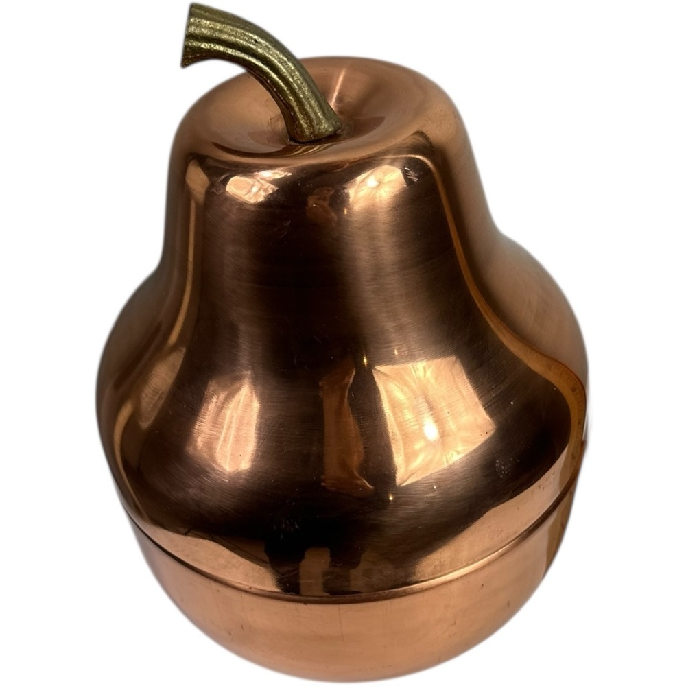 Vintage Copper Pear Ice Bucket Barware Decor with Brass Stem